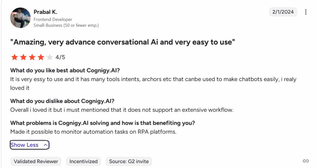 Cognigy customer review