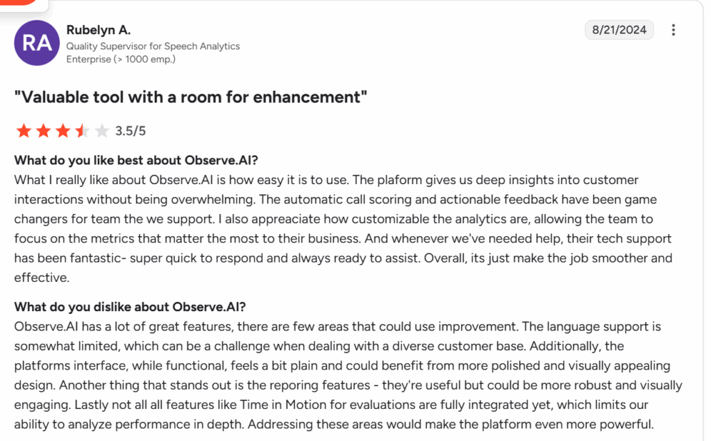 What people say about Observe AI