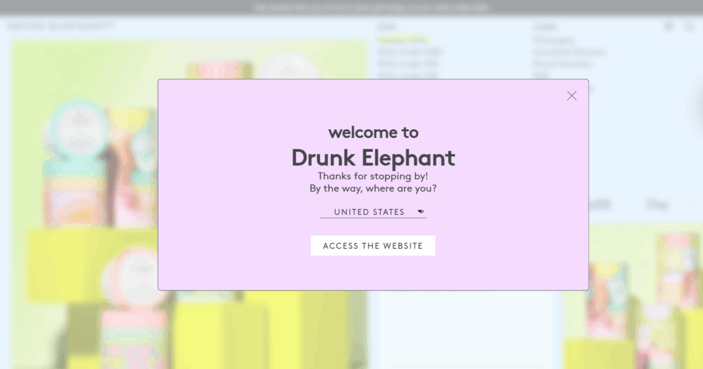 Drunk Elephant greeting message example