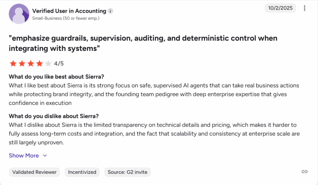 Sierra AI customer reviews