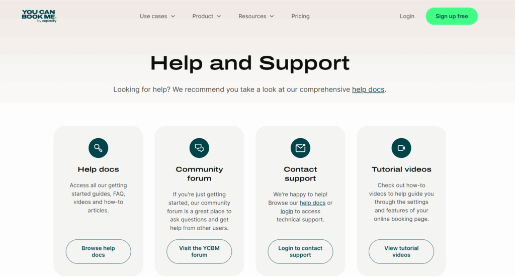 YouCanBookMe helpful content example