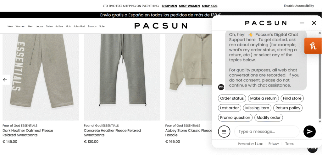 Capacity’s intelligent virtual web chatbot