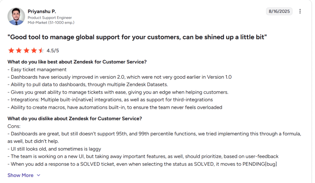 Zendesk rating