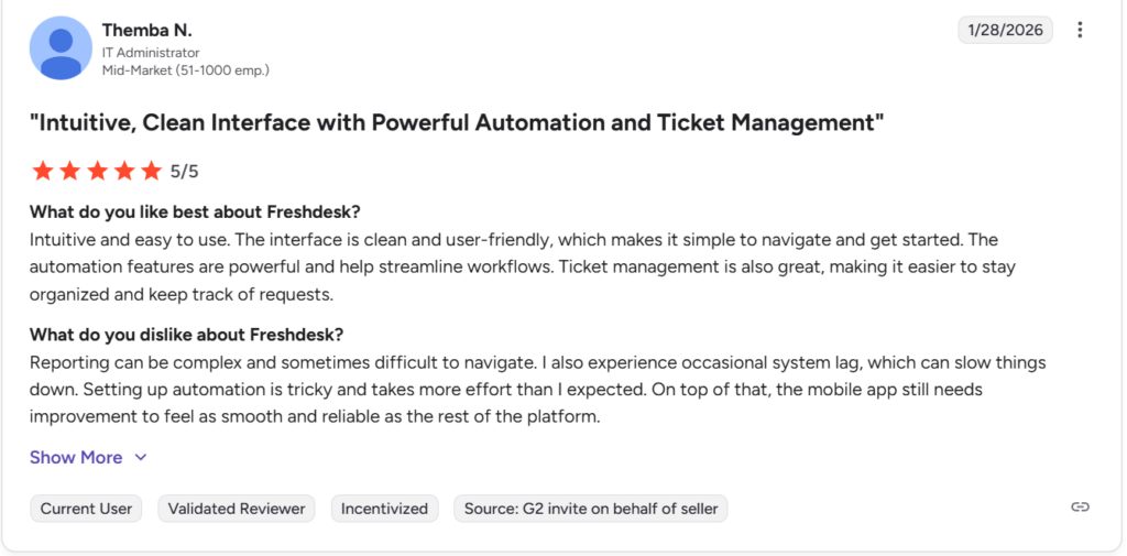 Freshdesk customer reviews
