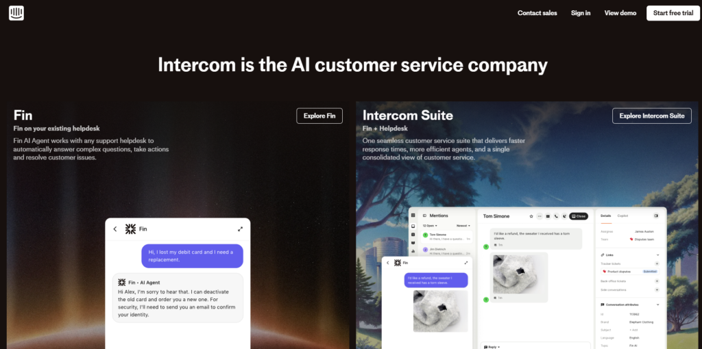 Intercom AI solutions for customer support