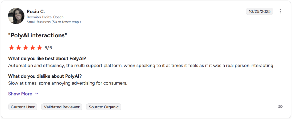 PolyAI customer review