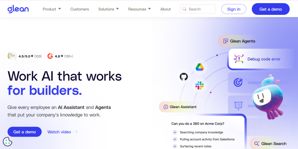 Glean AI platform for support teams