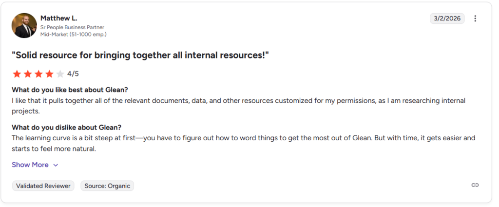 Glean customer reviews