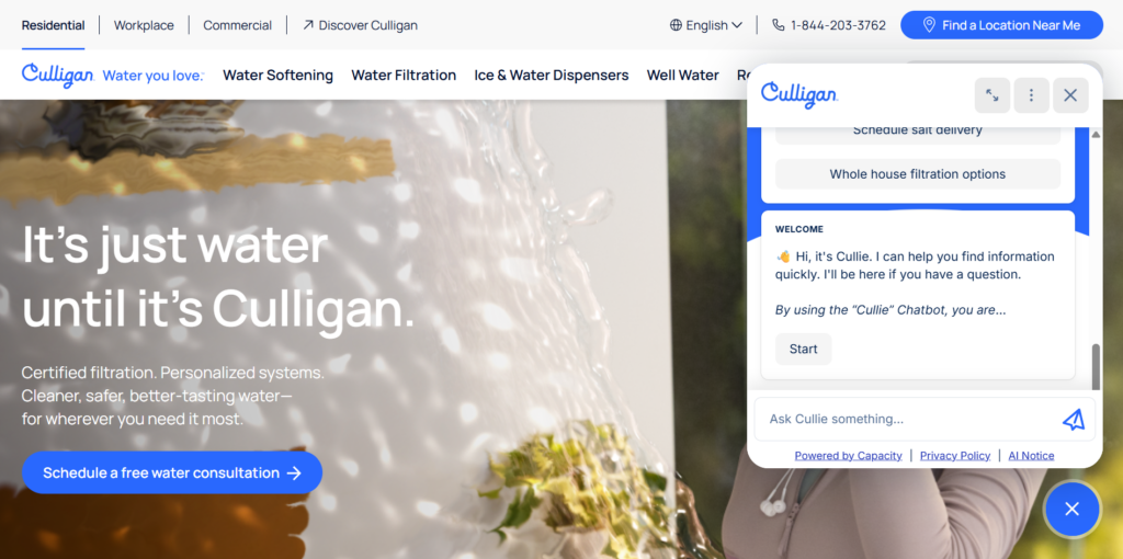 Culligan's proactive customer engagement through web AI agent