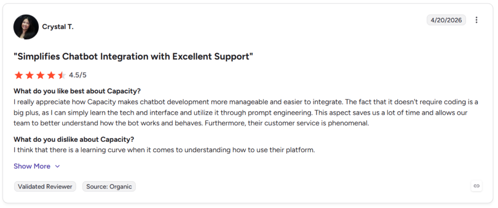Capacity customer review