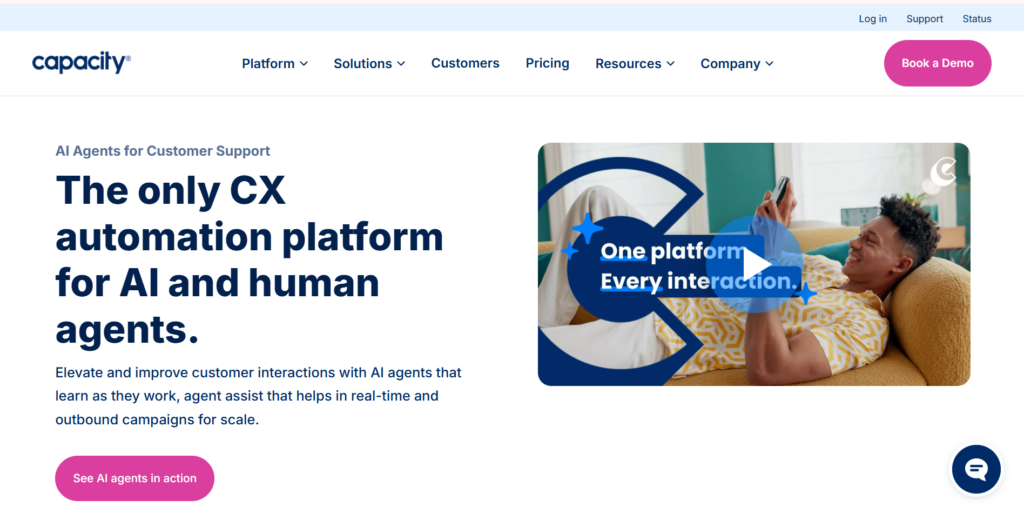 Capacity platform for CX automation platform for AI and human agents